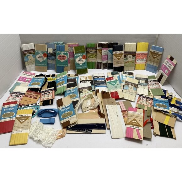 50+ Lot Vintage Sewing Bias Tape Seam Binding + More - NEW & Open Package - Picture 1 of 10